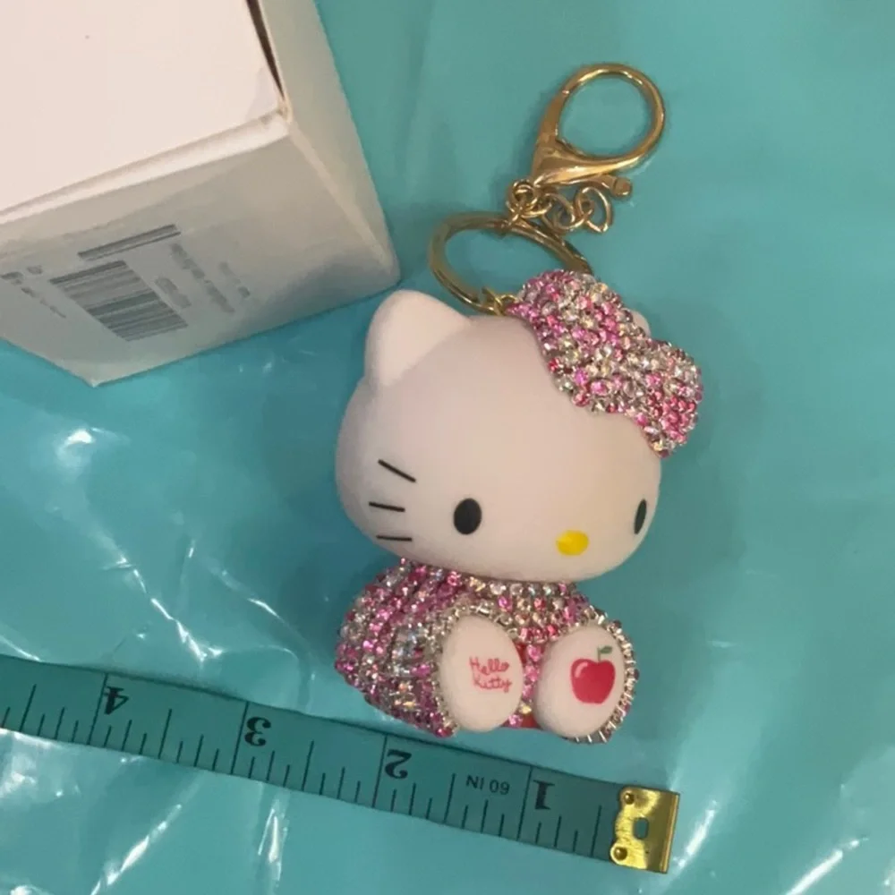 Hello Kitty Pink and White w/Pink Rhinestone Keychain/Purse Charm 3” x 2.5”